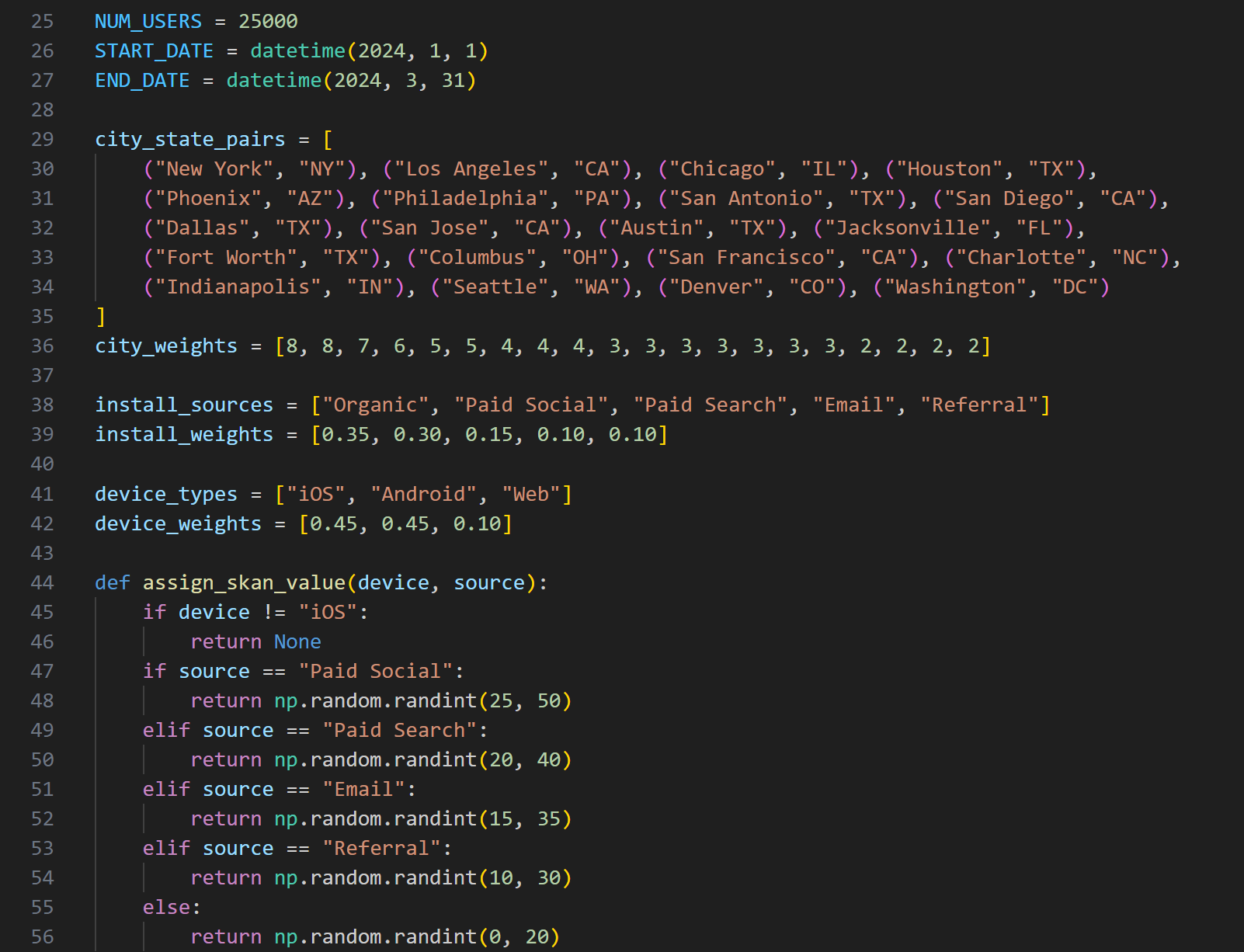 Python Data Simulation